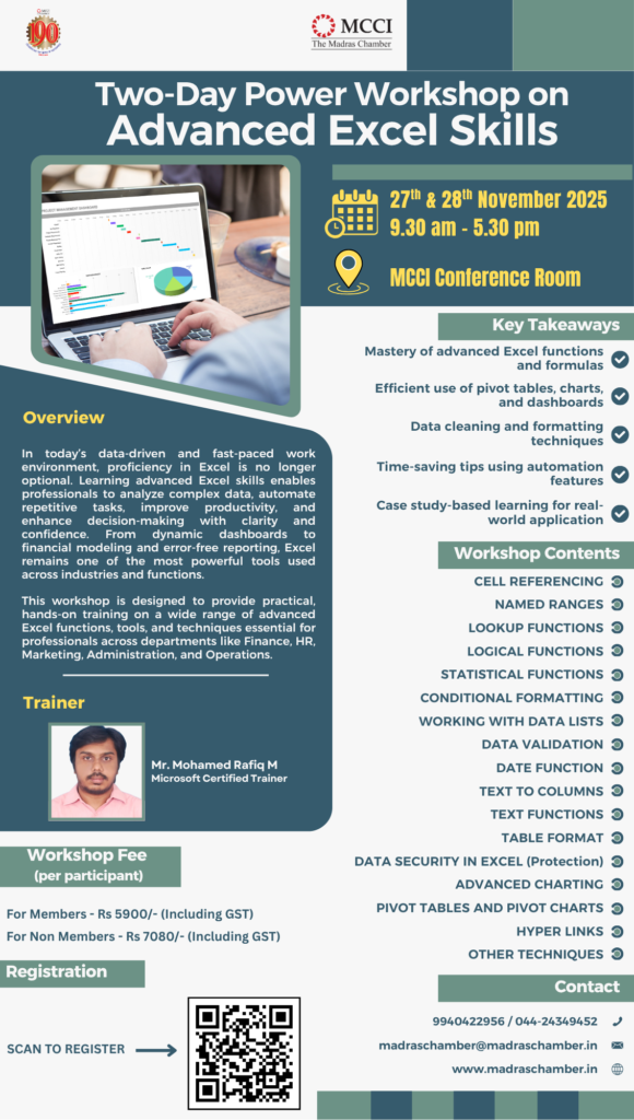 Two-Day Power Workshop on “Advanced Excel Skills”
