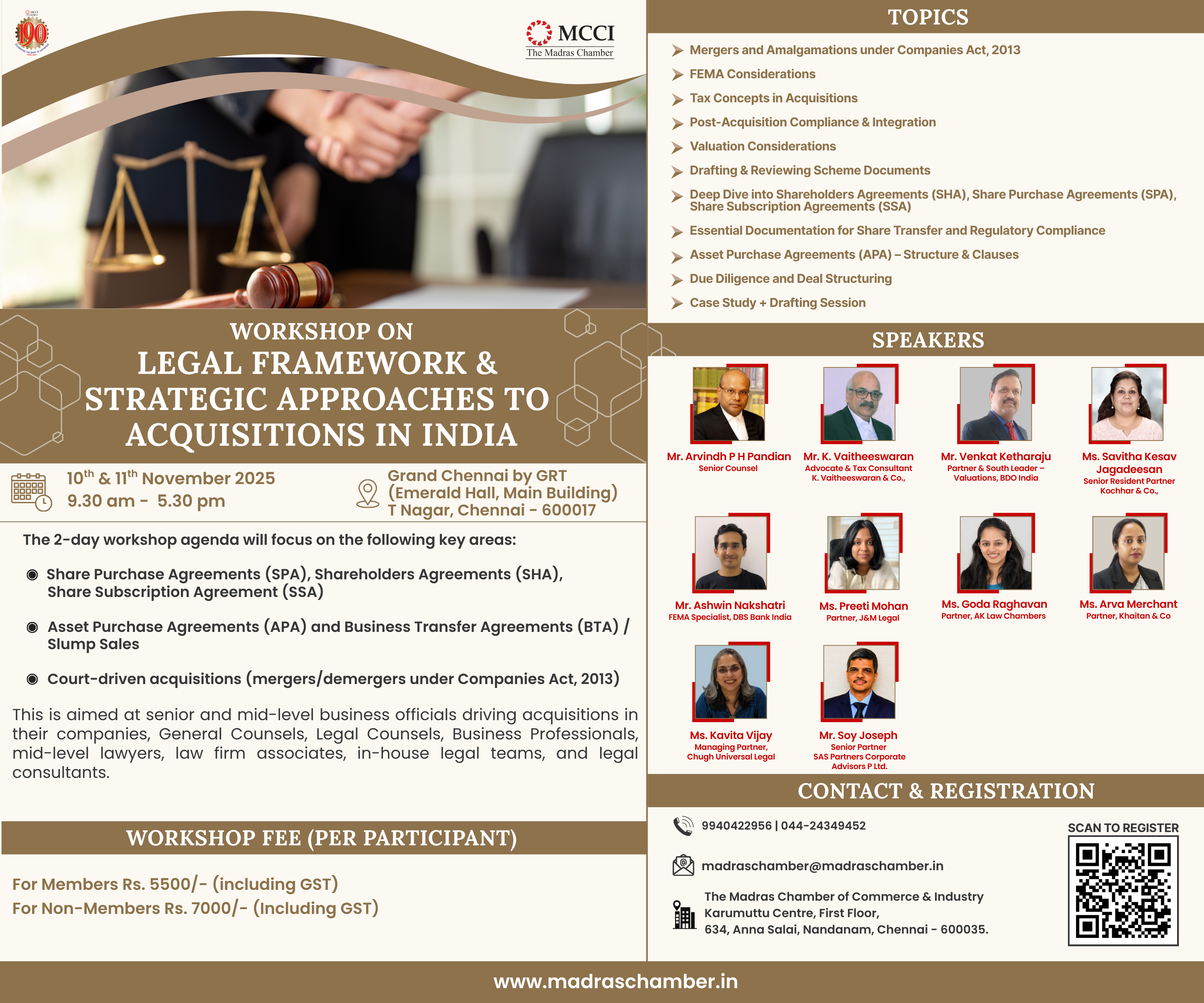 Workshop on Legal Framework & Strategic Approaches to Acquisitions in India