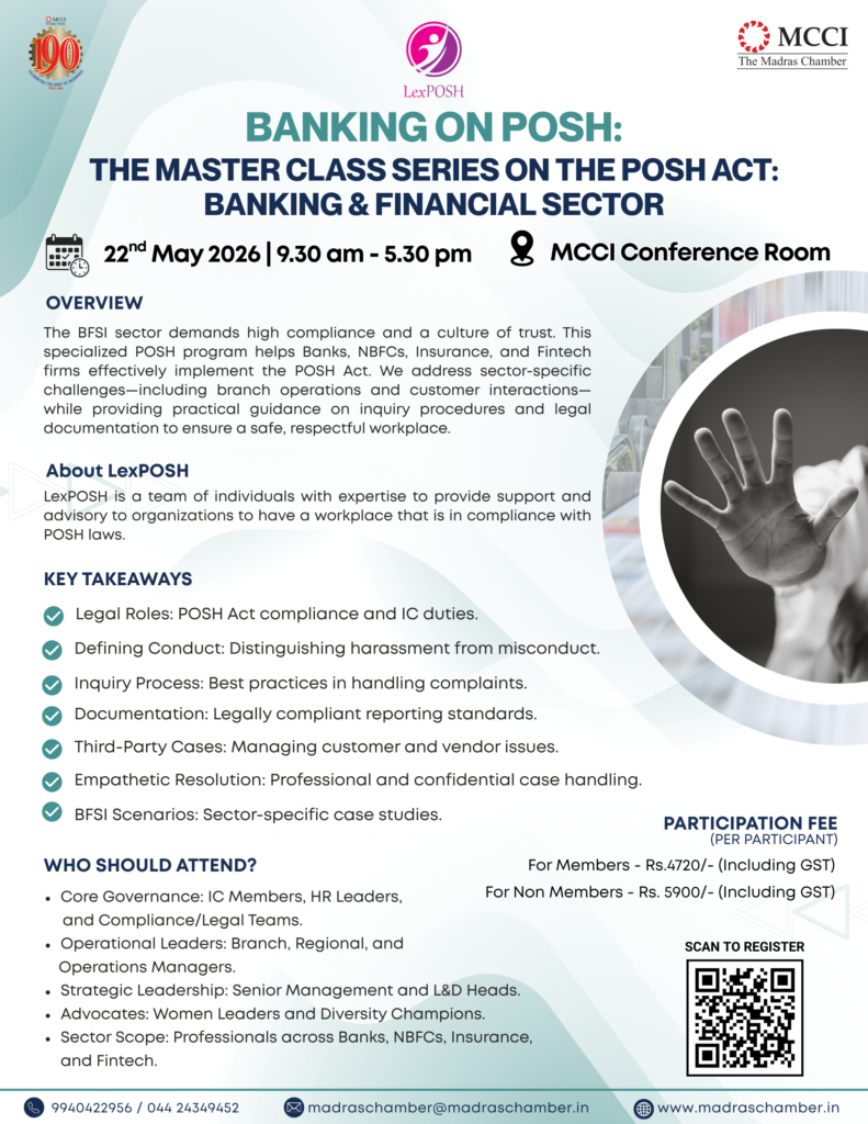 Banking on POSH: The Master Class Series on the POSH Act: Banking & Financial Sector